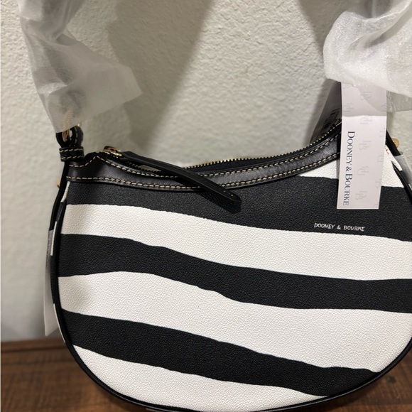 Dooney & Bourke Black and White Striped Shoulder Bag NWT - Picture 4 of 6